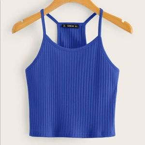 Blue Rib-Knot Cami Top
